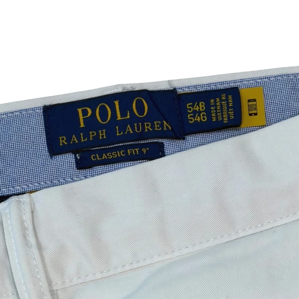 Polo Ralph Lauren Mens‎ White Classic Fit 9 Inch Stretch Chino Shorts 54B New